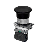 MTB4-BC21 Кнопка грибовидная черная, 40 мм, пружиный возврат, 1NO, IP65,металл