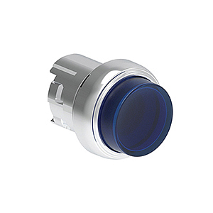 LPSQL206 Металлическая кнопка Platinum диаметром 22 мм, выступающая, с подсветкой, цвет синий, с фиксацией, возврат повторным нажатием, (без крепежного основания LPXAU 120M)