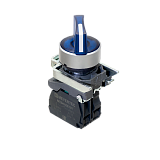 MTB4-BK36711 Переключатель на 3 положения с фиксацией и подсветкой, синий, 1NO, 24V AC/DC, IP65, металл
