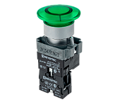 MTB2-BW3613 Кнопка грибовидная с LED подсветкой без фиксации, 24V AC/DC, 1NO, зеленый, Ø40 мм