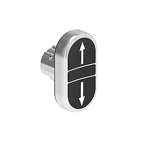 LPSB7191 Кнопка нажатия с двумя плоскими, утапливаемыми кнопками без фиксации, цвета черный-черный с символами стрелки вверх-вниз, (без крепежного основания LPXAU 120M)