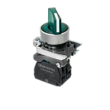 MTB4-BK23711 Переключатель на 2 положения с фиксацией и подсветкой, зеленый, 1NO, 24V AC/DC, IP65, металл