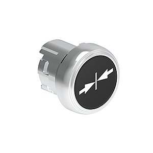 LPSB1512 Нажимная кнопка Platinum диаметром 22 мм, утапливаемая, без фиксации, с пружинным возвратом, символ стрелки вправо-влево, цвет черный, (без крепежного основания LPXAU 120M)