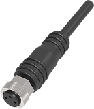 QE8-N3F5 Разъём прямой с кабелем M8, 3-pin, мама (гнездо), медно-никелевый сплав + PVC, кабель 3-жильный, Imax-4A, 60VAC/DC, IP67, -30˚С…90˚С, длина 5 м
