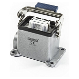 EBM06PD16 Кожух с гнездом металлический, 6 полюсов, 16A, боковой ввод (PG 16), фиксаторы металл, IP65 (EMAS)