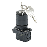 MTB5-AG33 Переключатель с ключом на 3 положения с фиксацией, 1 выемка в центре, 2NO, IP65 пластик