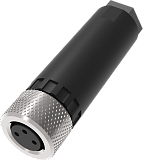 QE8-N3F разъём прямой M8, 3-pin, мама (гнездо), медно-никелевый сплав + PVC; Imax-4A, 60VAC/DC, IP67, под кабель 4…5мм, винтовые зажимы, -40˚С…85˚С