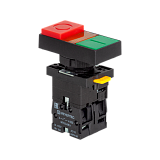 MTB2-EW8463 Кнопка двойная выступающая с подсветкой, красная/зеленая, маркировка "I+O", 1NO+1NC, 220V AC/DC, IP40, пластик