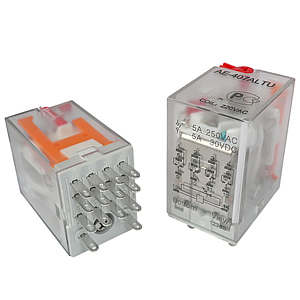 AE-407ALTU Реле 5А, 4С, катушка 220VAC, светодиод + тестовая кнопка