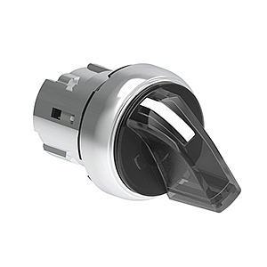 LPSSL1318 Металлический переключатель с короткой ручкой, d=22 мм, 3 положения 1>0<2, фиксация в центральном положении, (без крепежного основания LPXAU 120M), цвет белый