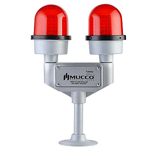 SNT-U125-DT2-24 Двойная авиационная сигнальная лампа, мигающее свечение, Красный, 24V/DC, IP65.