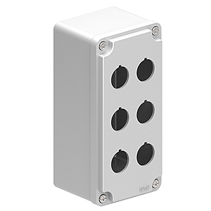 LPZM6CA8 Корпус для пультов управления на 6 кнопок d=22 мм, металл, серый, 80х230х73 мм, отверстия в два ряда