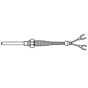 TW-N(K) d=4.8*150L*1.5M*PT1/8 Термопара тип CA (K), проводной вывод 2 точки d=4.8мм, длина головки до резьбы 150 мм, Резьба PT1/8 дюйма, длина кабеля 1,5 метра