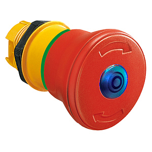 LPCBL6646 Толкатель грибовидной кнопки d=40 мм в пластиковом корпусе, с возможностью установки подсветки, с фиксацией, возврат поворотом, (без крепежного основания ..AU120), цвет синий. Для простой остановки