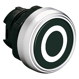 LPCB1102 Толкатель кнопки в пластиковом корпусе, утапливаемый, без фиксации, (без крепежного основания ..AU120), цвет черный с символом "O"