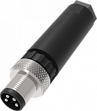 QE8-W4F Разъем прямой M8, 4pin, папа (штекер, вилка), медно-никелевый сплав + PVC; Imax-4A, 60VAC/DC, IP67, под кабель 4…6 мм, -40˚С…85˚С preview