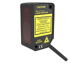 PDE-CR50TGIU Лазерный датчик положения объектов с цифровым OLED дисплеем, рабочая дистанция 50 мм ±15 мм, точность 0,1%, шкала 30 мм, красный 650 нм, аналоговый выход 4-20мА + 0…10В + выход PNP/NPN NO/NC, питание 12...24VDC, IP67, кабель 2 м