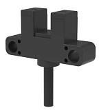 PU05S-TGNR-K Миниатюрный щелевой датчик 5 мм, глубина вилки 6 мм, выход NPN, режим работы: на свет + на затемнение, инфракрасный LED 855 нм, питание 5...24 VDC, IP65, кабель 1м, тип конструктива - K