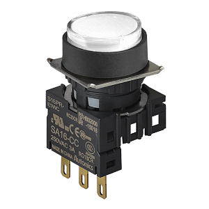 S16PR-E3WC12 WHITE/1C/LED 12V Кнопочный выключатель, круглый, 16 мм