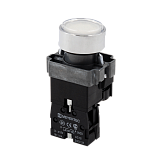 MTB2-BWF3161 Кнопка плоская белая с подсветкой, 220V AC/DC, 1NO, IP67, металл