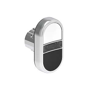 LPSBL7114 Двойная кнопка нажатия без фиксации с белым световым индикатором, с двумя утопленными кнопками, цвета белый и черный, (без крепежного основания LPXAU 120M)