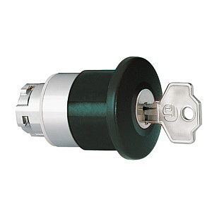 8LM2TB6542G502 Толкатель грибовидной кнопки d=40 мм в металлическом корпусе, для простой остановки, с фиксацией, возврат ключом G502, (без крепежного основания ..AU120), цвет черный