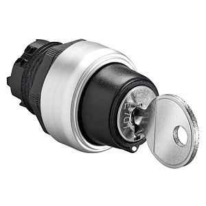 LPCS350R520E Переключатель пластиковый с ключом (без крепежного основания ..AU120), 1>0-2 положение влево без фиксации, положение вправо с фиксацией, Точка извлечения ключа в центральном положении 520E