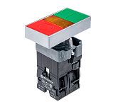 MTB2-BW8361 Кнопка двойная с LED подсветкой, 24V AC/DC, красный/зеленый,1NO+1NC, плоский толкатель, металл preview