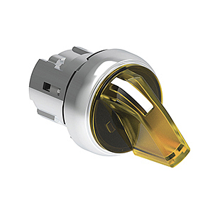 LPSSL1315 Металлический переключатель с короткой ручкой, d=22 мм, 3 положения 1>0<2, фиксация в центральном положении, (без крепежного основания LPXAU 120M), цвет желтый