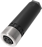 QE8-N4F разъём прямой M8, 4-pin, мама (гнездо), медно-никелевый сплав + PVC; Imax-4A, 60VAC/DC, IP67, под кабель 4…5мм, винтовые зажимы, -40˚С…85˚С