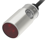 PSM-YC10DNBR Оптический датчик диффузного типа, функция BGS, медно-никелевый сплав, M18, красный светодиод (660 нм), выход NPN, режим работы: на свет/на затемнение, расстояние Sn=10 см, (D-тип), кабель 2м