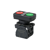 MTB5-AW83751 Кнопка двойная плоская с подсветкой, красная/зеленая, маркировка "I+O", 1NO+1NC, 24V AC/DC, IP65, пластик