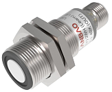 UR18-CC35DNH-E2 Ультразвуковой датчик M18, дистанция сраб. Sn=30-350 мм, питание 15...30VDC, NPN, режим гистерезиса, диффузное отражение, никелир. латунь, разъём М12 4-pin, в комплекте ответная часть разъём М12 4-pin с кабелем 2м + кронштейн, IP67