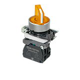 MTB4-BK35711 Переключатель на 3 положения с фиксацией и подсветкой, желтый, 1NO, 24V AC/DC, IP65, металл