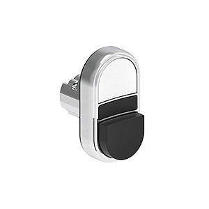 LPSB7214 Двойная кнопка нажатия с одной выступающей и одной утапливаемой кнопками без фиксации, цвета белый-черный, (без крепежного основания LPXAU 120M)