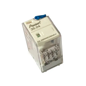 36.04 220VAC Реле управление 220vAC, 4перекл. гр, 5А на гр, светодиод, ручной тест, потребление 1.2VA
