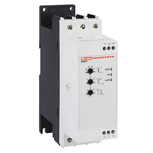 ADXNB038 ПУСКАТЕЛЬ ПЛАВНОГО ПУСКА 38A, 18,5кВт, 400В, встроенный байпас, встроенная защита от перегрева, контроль 2 фаз, время разгона, торможения и начальное напряжение устанавливаются с помощью потенциометров на лицевой панели, ширина 45мм