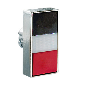 8LM2TBL7112 Толкатель двойной кнопки нажатия с возможностью установки подсветки, в металлическом корпусе, без фиксации, утапливаемые кнопки, (без крепежного основания ..AU120), цвет кнопок: черный/красный