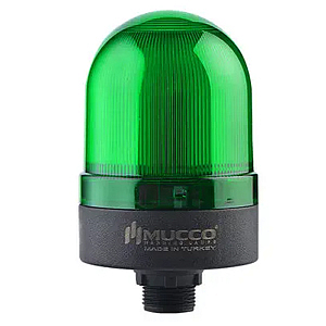 SNT-S725-FB-2 Сигнальный маяк 70 мм, куполовидный, монтаж гайкой 22 мм, мигающее свечение, Зелёный , 220V/AC, IP65. Зуммер