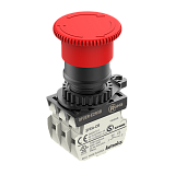 SF2ER-E2R3B Кнопка аварийного останова под d=22/25мм, шляпка d=40мм с фиксацией, сброс поворотом, блок контактов 3×NC, красная, IP65