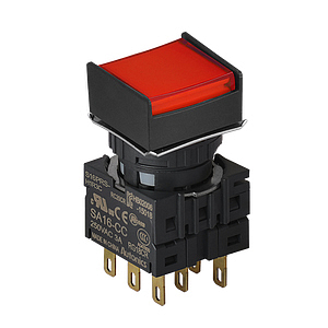 S16PRS-H2R3C RED/3C Кнопочный выключатель, квадратный, 16 мм
