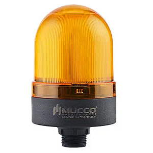 SNT-S715-F-3 Сигнальный маяк 70 мм, куполовидный, монтаж гайкой 22 мм, мигающее свечение, Жёлтый, 24V/DC, IP65.