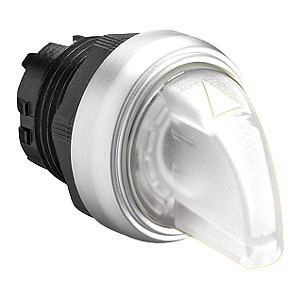 LPC SL1308 Пластиковый переключатель с подсветкой, d=22 мм, с короткой ручкой, (без крепежного основания ..AU120), 3 положения с фиксацией 1-0-2, цвет белый