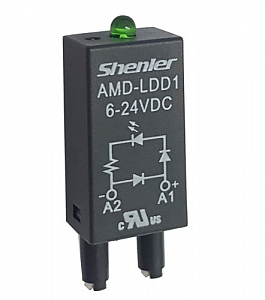 AMD-LDD 1  6-24VDC Модуль защиты  от обратного напряжения (защитный диод + светодиод) , напряжение 6-24 VDC. поляризация +А1/-А2